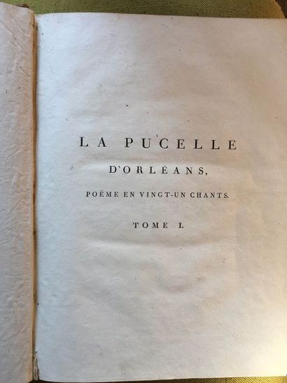 null VOLTAIRE La Pucelle. Paris, an III. 2 vol. in-folio, veau blond de l’époque