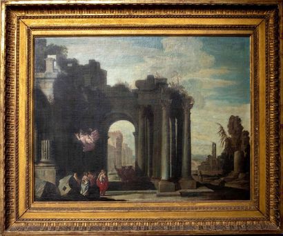 null Ecole italienne du XVIIIe siècle Scène mythologique Huile sur toile 72 x 95...