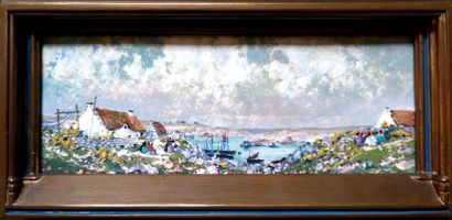 null Ernest Pierre GUERIN (1887-1952) Paysage au bord de mer Aquarelle sous verre...