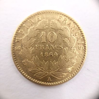 null PIECE 

en or jaune de 10 Francs au profil de Napoléon III lauré datant de 1864...