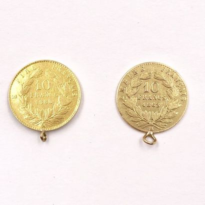 null DEUX PIECES 

de 10 Francs au profil de Napoléon III lauré datant de 1863 atelier...