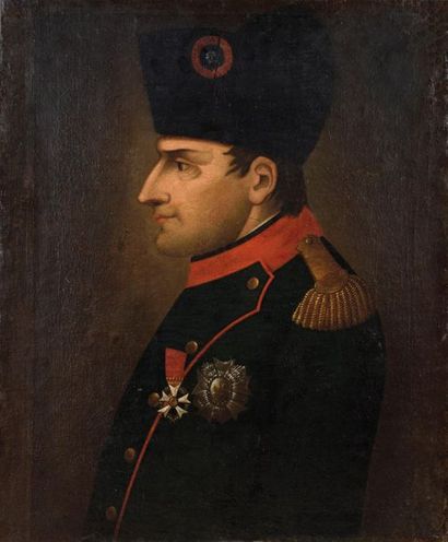 null Ecole Française du XIXe siècle. « L’Empereur Napoléon Ier en uniforme des chasseurs...