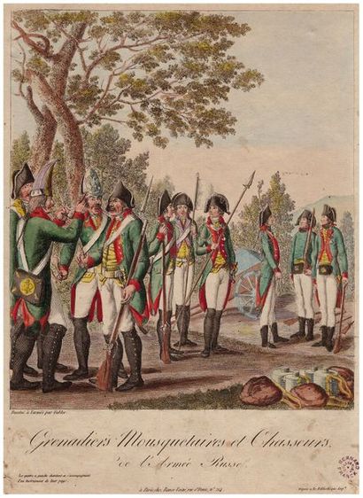 null [ARMEE RUSSE]. 

BANCE & GABLER. Gravure « Grenadiers mousquetaires et Chasseurs...