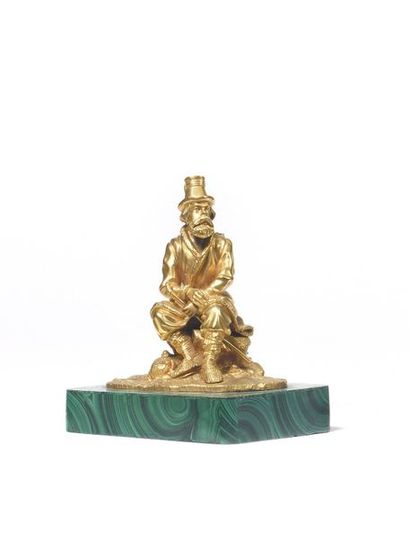 null Paysan

Bronze doré, malachite

Russie, XIXe siècle

15 x 11 cm.



Крестьянин

Бронза,...