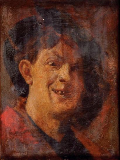 CARRIERE EUGÈNE (1849-1906) Tête d'homme Huile sur toile signée au dos. (Accidents)....