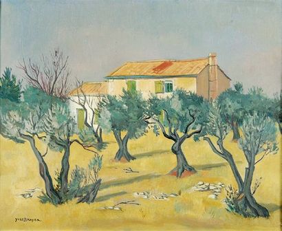 BRAYER Yves (1907-1990) Mas derrière les oliviers Huile sur toile signée en bas à...