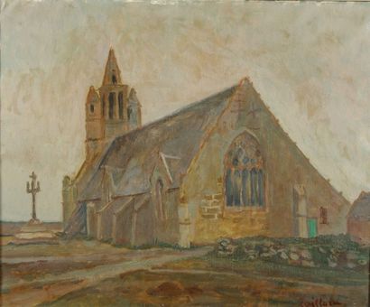 CAILLARD Christian (1899-1985) L'église bretonne Huile sur toile signée en bas à...