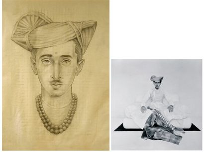 BOUTET de MONVEL Bernard (1884-1949) Étude pour le portrait du Maharadja d'Indore...