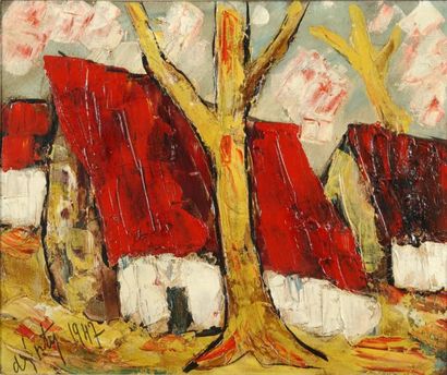 D'ANTY Henri (1910-1988) Les toits rouges Huile sur toile signée en bas à gauche...
