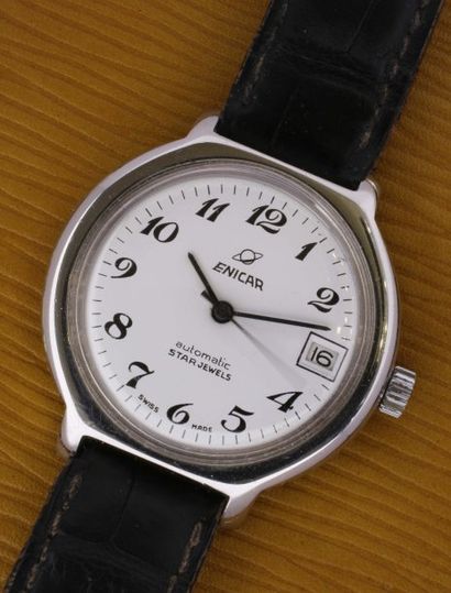 ENICAR Automatic VERS 1970 Montre-bracelet en acier à fond vissé avec logo, cadran...