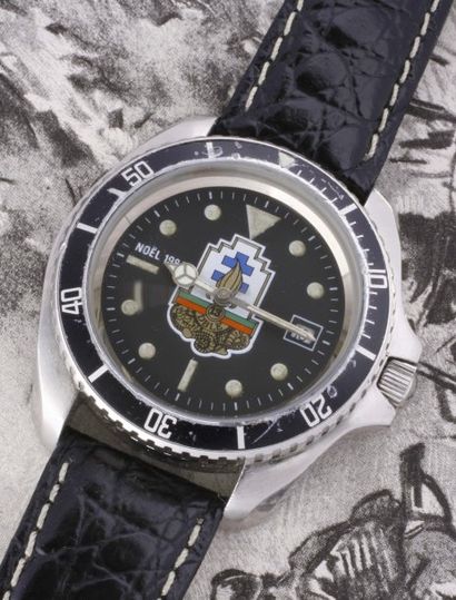 13 Eme DB Légion Etrangère VERS 1980 Importante montre-bracelet de plongée en acier...