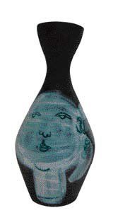 Jacques INNOCENTI Petit vase balustre en faïence à décor de deux visages de femmes,...