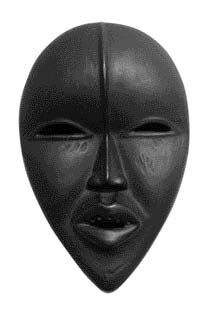 null Masque africain en terre blanche, émail noir mat. SMI ''AM'', L 22.5 cm, BE...