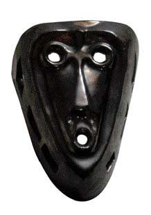 ACCOLAY (attribué à) Masque en faïence figurant une tête de golem stylisé, émail...