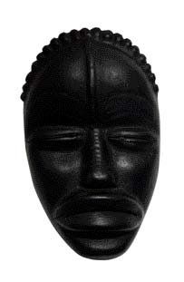 null Masque africain en terre blanche, émail noir mat. NS, L 28 cm, BEG