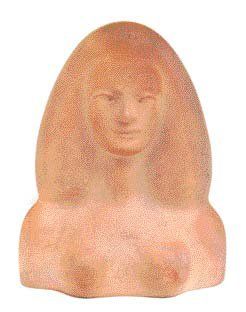 Henry GRAILHE Buste de jeune femme en biscuit, patine beige. SMI ''Grailhe'', H 31...