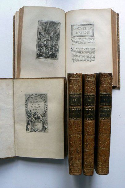 -BOCCACE (Jean). .-Le Decameron. Londres sn 1757-1761. 5 vol.in-8 rel.pl.veau marbré...