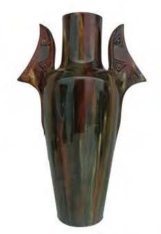 Clément MASSIER Vase ?'afghan" en faïence à deux hautes prises de goût oriental,...