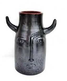 Robert et Jean CLOUTIER Vase en faïence figurant un Minotaure stylisé, les cornes...