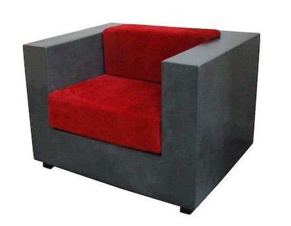 null 1 Fauteuil club CUBE Fauteuil club en béton SUBLIBETON® à coussin textile bordeaux...