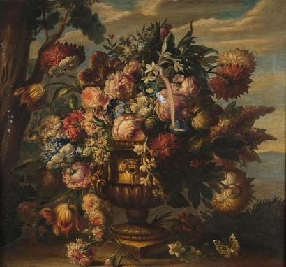 null École du XIXe siècle dans le goût du XVIIe siècle.
Bouquet de fleurs dans un...