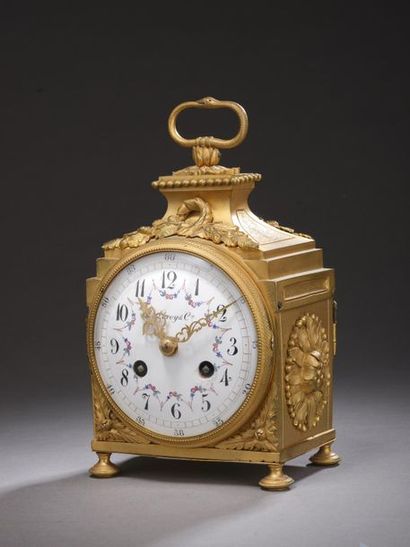 An officer's clock in chased and gilded bronze,...