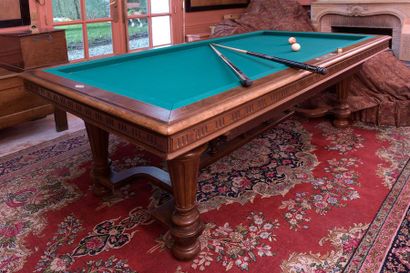 null House LOREAU.
French billiard table in walnut, the height-adjustable belts make...