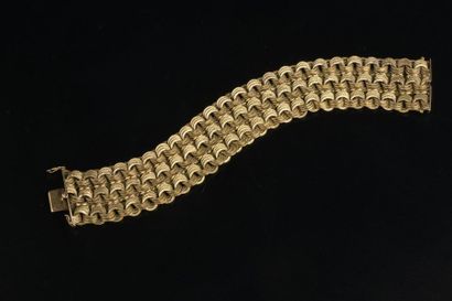 null Large bracelet ruban en or rose 18k à maillons circulaires amatis tressés (petits...