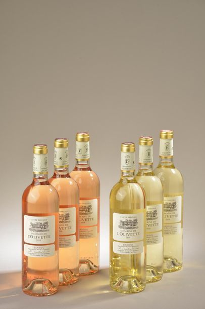 null 6 bouteilles BANDOL Domaine de l'Olivette 2018 (3 blanc, 3 rosé) 