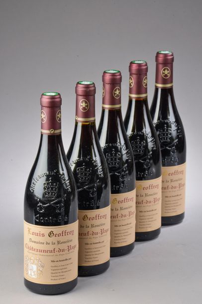 null 5 bouteilles CHÂTEAUNEUF-DU-PAPE "Louis Geoffroy", Domaine de la Roncière 2011...