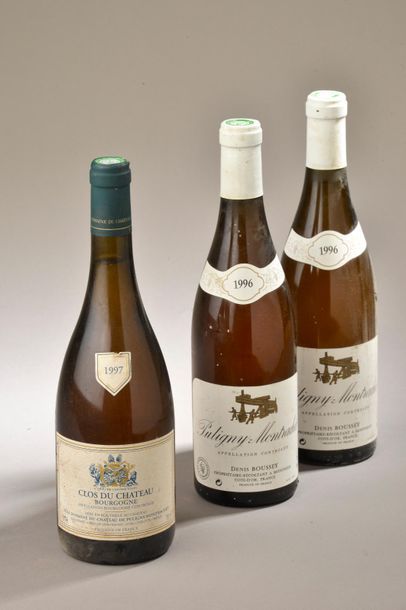 null 2 bouteilles PULIGNY-MONTRACHET D. Boussey 1996 (on y joint 1 Bourgogne du Château...