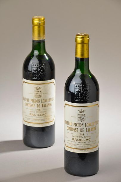 null 2 bouteilles Château PICHON-LONGUEVILLE-COMTESSE, 2° cru Pauillac 1988 (elt,...
