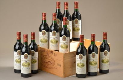 null 12 bouteilles Château SIRAN, Margaux 1988 (1 TLB) caisse bois 