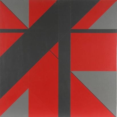 null Charles BÉZIE (né en 1934).
Compositions en rouge, gris et noir. 
Deux acryliques...