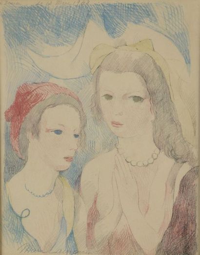 Marie LAURENCIN (1883-1956).
Les deux anges.
Lithographie...