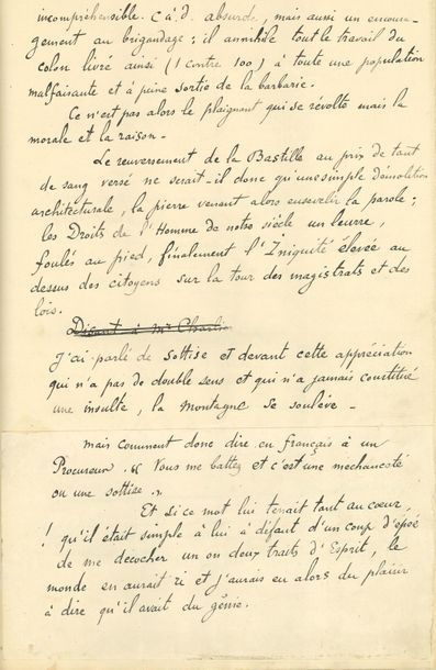 null *Paul GAUGUIN (1848-1903). MANUSCRIT autographe, Messieurs les Juges, Messieurs...