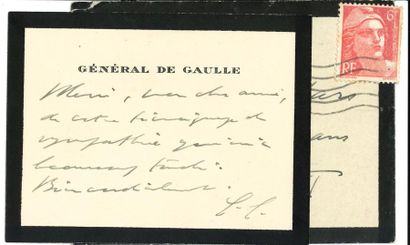 null *Charles de GAULLE. L.S., 10 janvier 1957, à Mlle M. SAMPIETRI ; 1 page in-4...