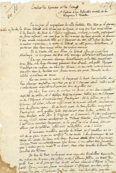 null *Charles LECONTE DE LISLE (1818-1894) poète. MANUSCRIT autographe signé, Combat...