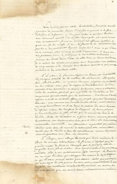 null *LOUIS-PHILIPPE (1773-1850) le futur Roi des Français. MANUSCRIT autographe,...