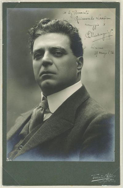null *Pietro MASCAGNI (1863-1945). PHOTOGRAPHIE avec dédicace autographe signée,...