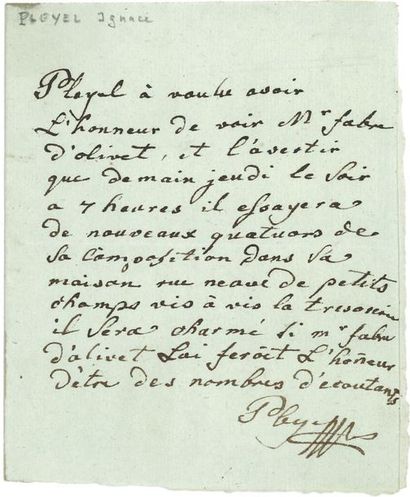null *Ignaz PLEYEL (1757-1831) compositeur, éditeur de musique, facteur de pianos,...