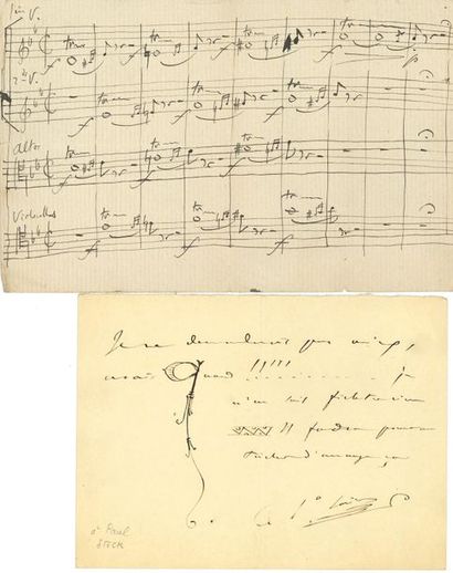 null *Camille SAINT-SAËNS (1835-1921). MANUSCRIT MUSICAL autographe, et L.A.S., [à...