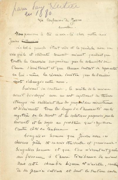 null *Laurent TAILHADE (1854-1919). 2 MANUSCRITS autographes ; 8 pages in-8 et 4...