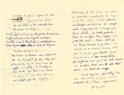 null *Paul VALÉRY. L.A.S. « PV », [6 juin 1906, à André FONTAINAS] ; 3 pages in-8...