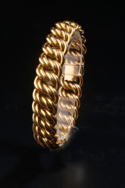 null Bracelet à maille américaine en or jaune 18k, le fermoir à cliquet (fermoir...