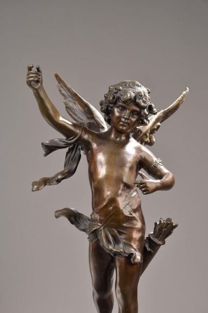 null Auguste MOREAU (1834-1917).
Eros.
Bronze à patine brune signé sur la terrasse....