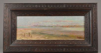 null Maxime NOIRÉ (1861-1927).
"Vue du lac de Tunis".
Huile signée en bas à gauche...