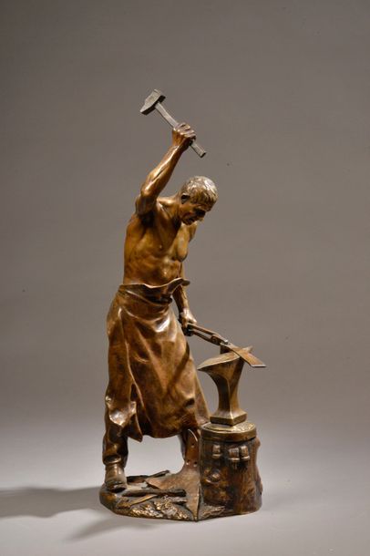 null Paul RICHER (1849-1933).

Le forgeron.

Bronze à patine mordorée signé sur la...