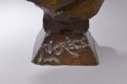 null Emmanuel VILLANIS (1858-1914).
"Lucrèce".
Bronze à patine brune nuancée signé...
