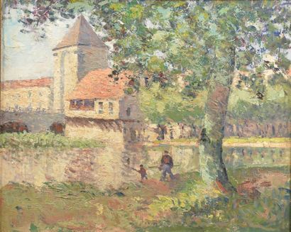 null Prudent ZANAROFF (1885-1966).
Le Moulin à Moret. 
Huile sur isorel signée, située...